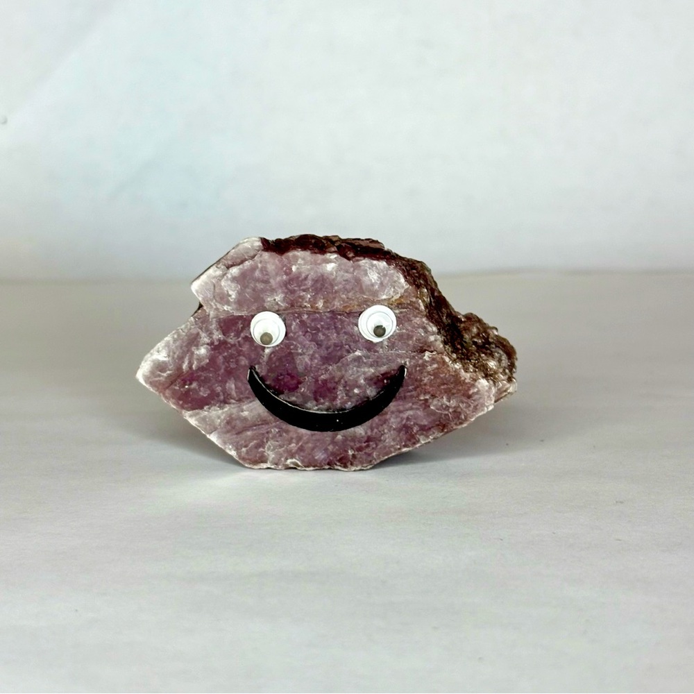 Gemstone Emoji Lepidolite Smiling Face One of Kind Natural Stone W/Gift Bag Info